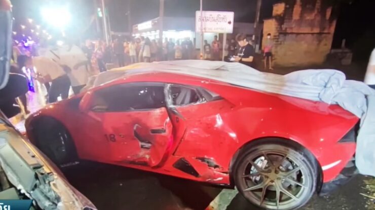 Lamborghini Huracan toyota hilux kemalangan thailand